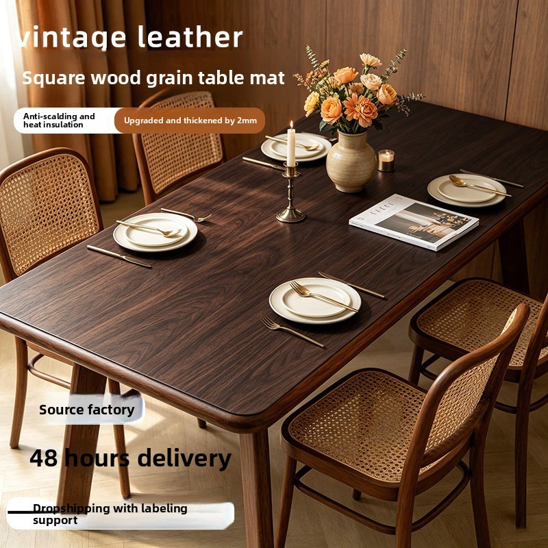 Home Textiles News - Ahşap Görünümlü Suni Deri Masa Örtüsü