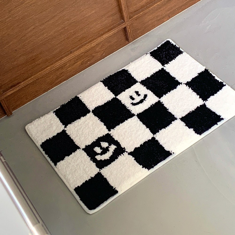 Home Textiles Plaid - VIKAMA Dama Tahtası Baskı Kapı Paspası