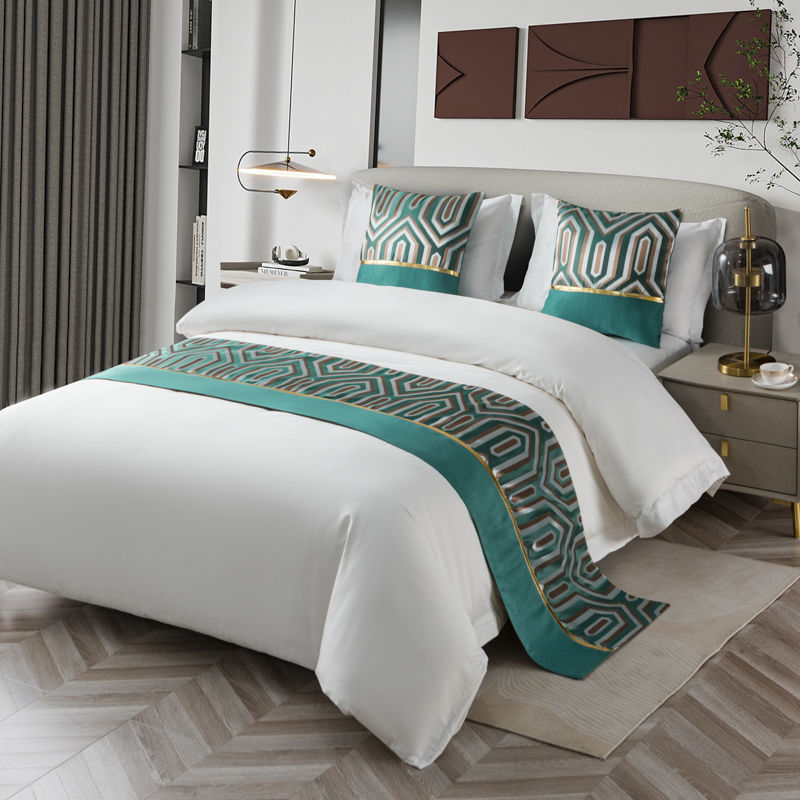Home Textiles Plaid - Geometrik yeşil elmas yatak koşucu eşarp